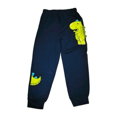   ganz leichte Hose Gr. 110/116 dunkelblau m. Dinoprint & 3D-Zacken Jogginghose