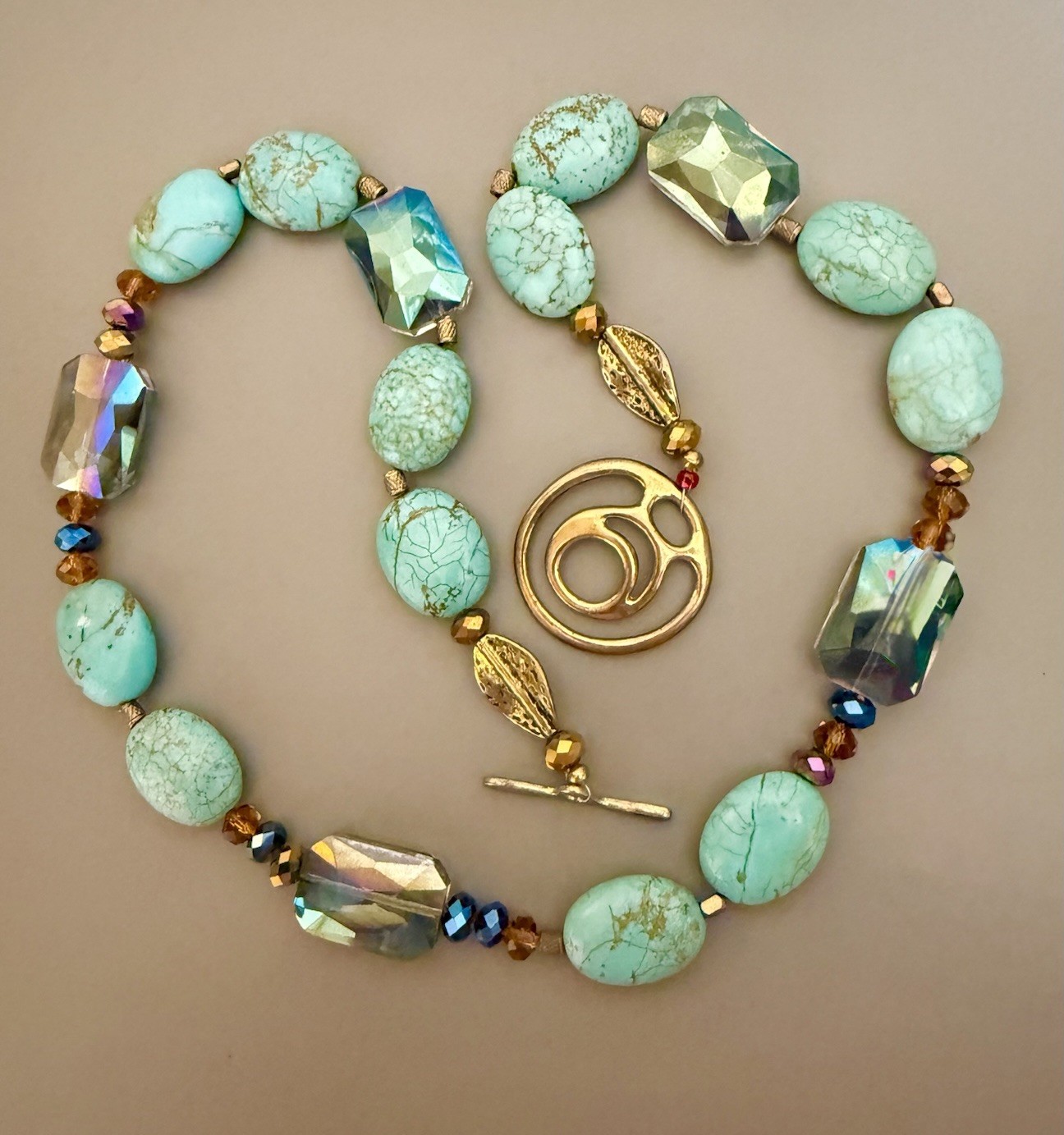 Statement Turquoise Colored Howlite Gemstone Crys… - image 5