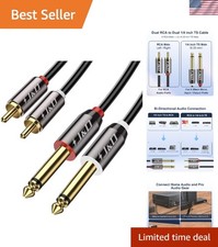 Heavy-Duty 1/4 inch TS to Dual RCA Stereo Cable - 6 Feet of Audiophile Quality
