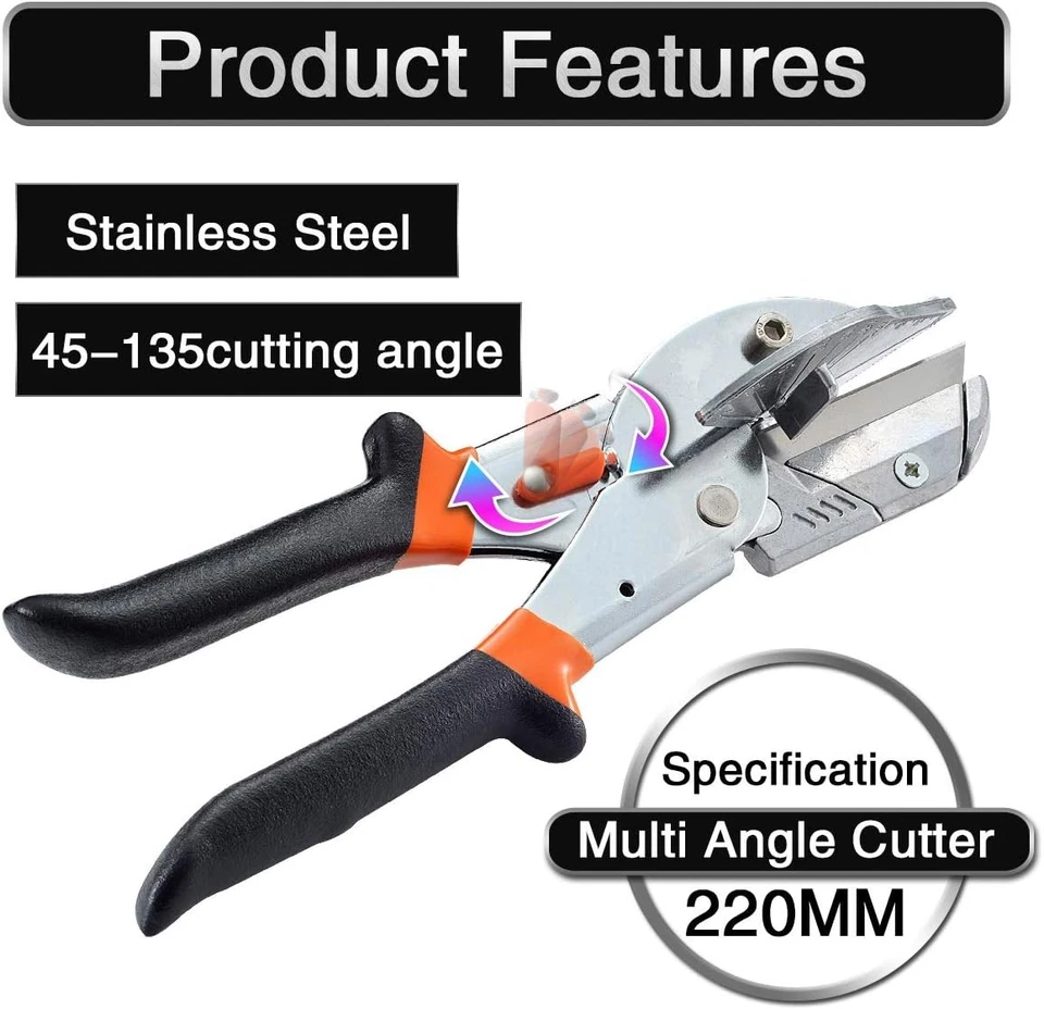 45-135 Degree Multi Angle Miter Shear Cutter Hand Tools Soft Wood Black - Image 4 of 4