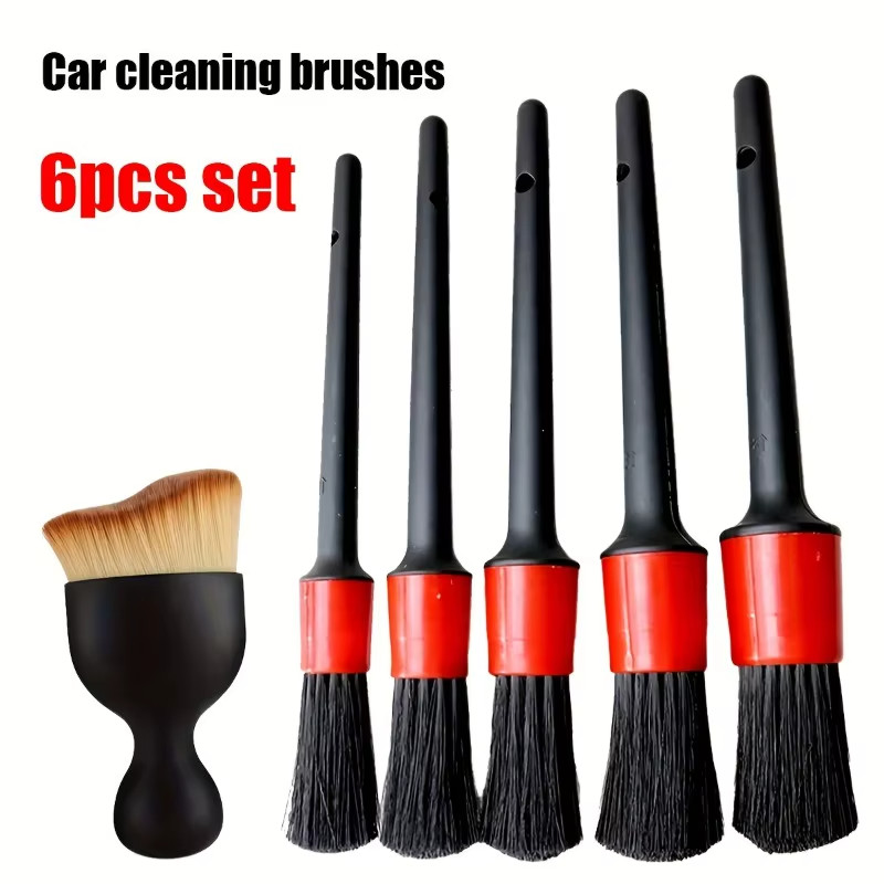 Set 6 Spazzole Dettagli Auto Pulizia Cerchi Interni Motore Premium