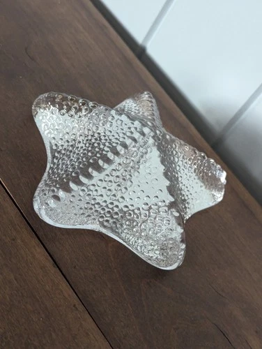 BLENKO STARFISH CRYSTAL GLASS PAPERWEIGHT CLEAR VINTAGE FIGURINE ART GLASS