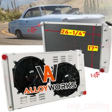 Upgraded 4 Row Radiator+Shroud Fan For 1975-1979 Chevy Nova/ 70-81 Chevy Camaro~