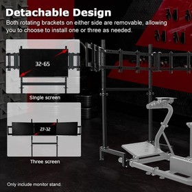 Zootopo Triple Monitor Mount Stand Fit For Round Tube Racing Simulator Cockpit