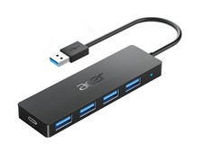 Acer USB Hub 4 Ports, Multiple 3.0 Hub, USBA Splitter for 0.7ft, Black