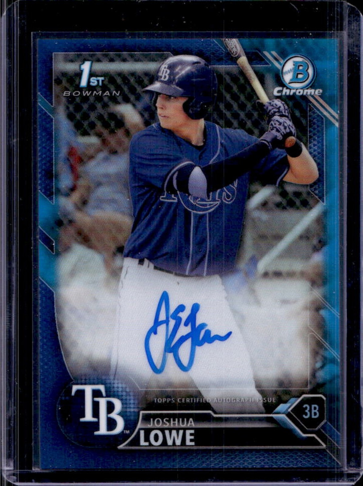 2016 Bowman Draft Joshua Lowe Chrome Auto 1st Prospect Blue Refractor #/150 Rays