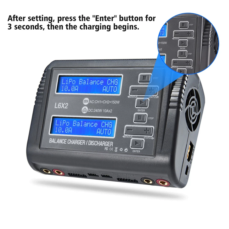 LiPo Battery Charger Dual RC Charger Discharger 240W 10A for PB Smart Batteries - Image 4 of 4