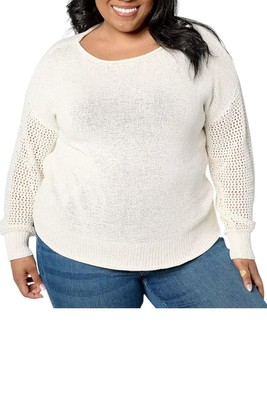Destination 365 Women's Boatneck Drop Shoulder Open Sweater White