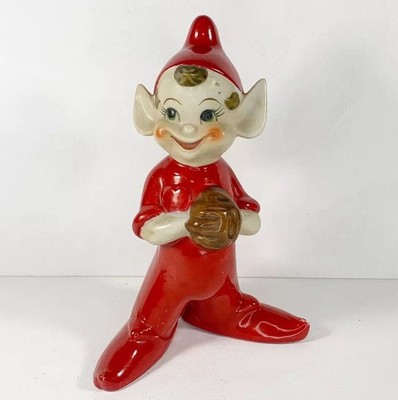 Vintage Thames Ceramic Pixie Elf 6  Baseball Figurine MCM 1950 s Christmas Japan
