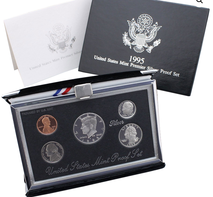 1995 US Mint Premier Silver Proof 5 Coin Set w/COA and OGP Box 176
