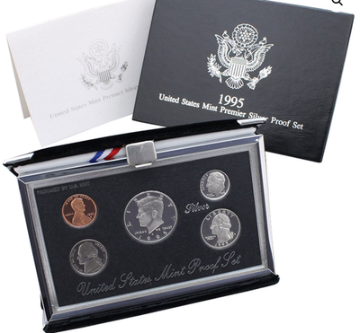 アメリカ造幣局 1995 プレミア シルバー プルーフセット アメリカ合衆国 1995 US Mint Premier Silver Proof 5 Coin Set w/COA and OGP Box 176