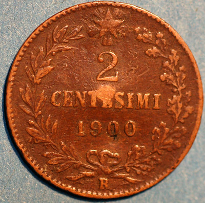 Italy 2 Centesimi 1900 R Umberto I KM# 30