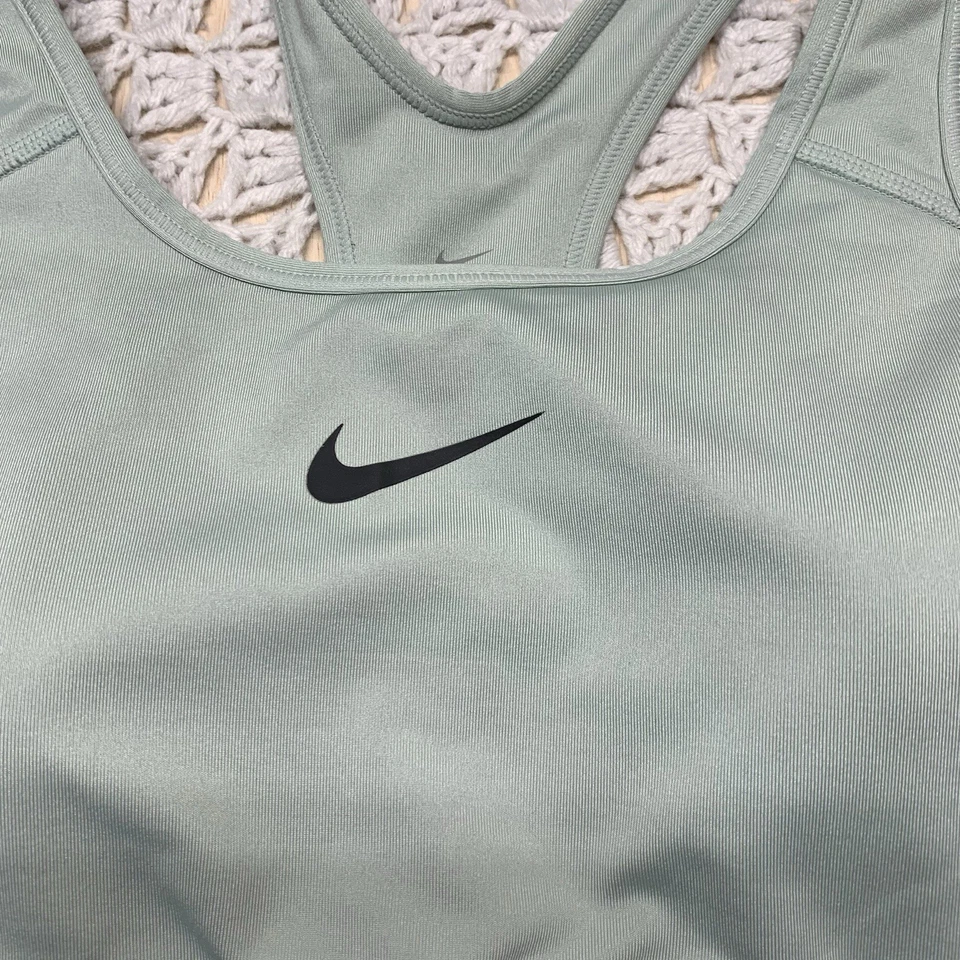 Sujetador Nike Pro Dri-Fit espalda deportiva para mujer talla L verde negro gimnasio para correr 823312-321 Foto 2 de 4