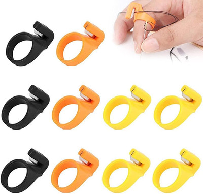 12 Pieces Sewing Thread Cutter Ring Finger Cutting Tool Plastic Thimble Suitable
