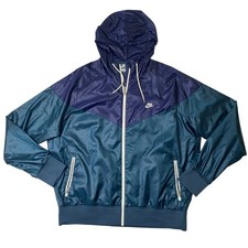 Nike Jacket Mens 2XL Deep Blue Spruce Sportswear Windrunner Track Hooded Retro