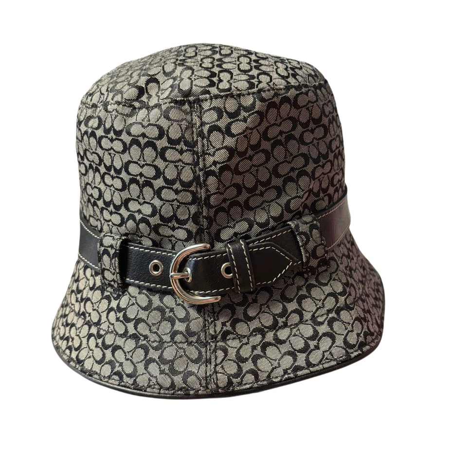 Sombrero Cubo Coach De Colección Negro y Gris Firma Y2K, Mediano/Grande, Preppy Informal Foto 2 de 4