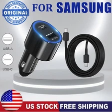 Original 45W Fast Car Charger,Type-C Cable For Samsung S25 Ultra A16 Z Fold 7