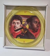 Charles Leclerc & Lewis Hamilton Yellow 7" novelty wall/desk clock Ferrari  F1