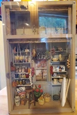 Folk Artist Hand Crafted Country Pantry Shadowbox Large Detailed Primitive