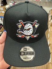 New Era Anaheim Ducks SnapBack Hat 9Fifty AF Black Red Accents