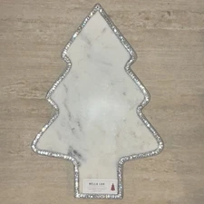 Bella Lux Marble Tree shaped Cutting/Charcuterie Board With Rhinestone Trim NEW