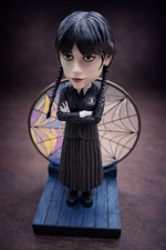 Wednesday Addams Nevermore Academy Bobblehead Figure Stained Glass Base