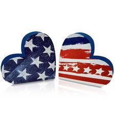 4th of July Decorations Patriotic Heart Table Decorations Independence Day Ru...