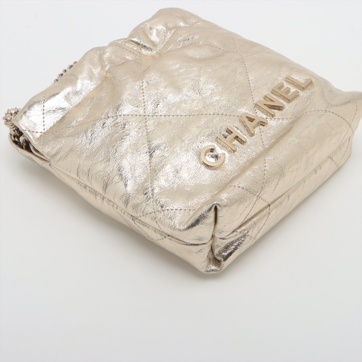 Chanel Chanel 22 mini Leather Chain Shoulder Bag Champagne Chanel Chanel 22 mini Leather Chain Shoulder Bag Champagne