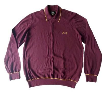 Peter Werth X Lois Langarm Polo Herren XL Burgund 100% Baumwolle Italy Pullover