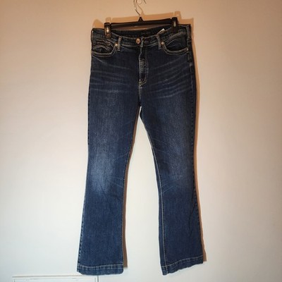 Silver Jeans Co Calley Bootcut Women's Blue Jeans Embroidered Back Pockets 33/33