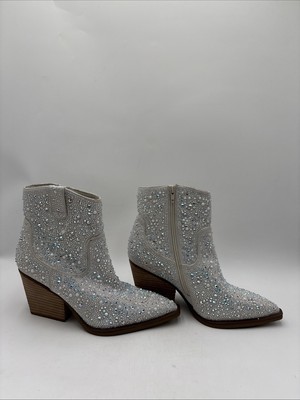 Women's Very G Kady Glitz Western Ankle Boots White Size 11