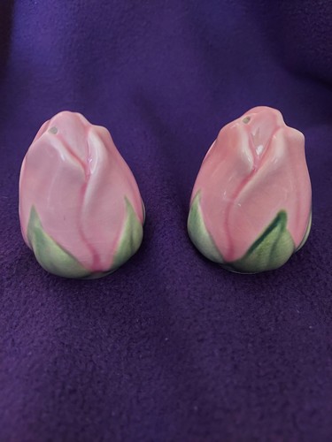 Vintage Franziskaner Wüstenrose Salz und Pfefferstreuer rosa Rosenknospen beide 2 Löcher
