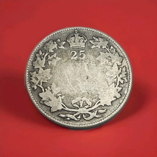 1929 Canada 25c .800 Silver Quarter George V Worn Pocket Piece See Pics