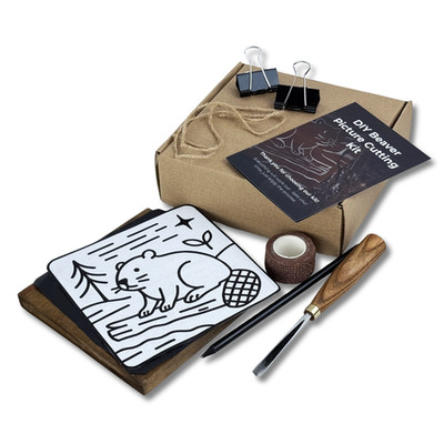 Beaver Wood Carving Kit for Beginners - DIY Wall Art Set with Video Tutorial