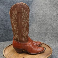 Vintage J. Chisholm Teju Lizard Cowgirl Boots Womens Size 7 M USA Made Brown