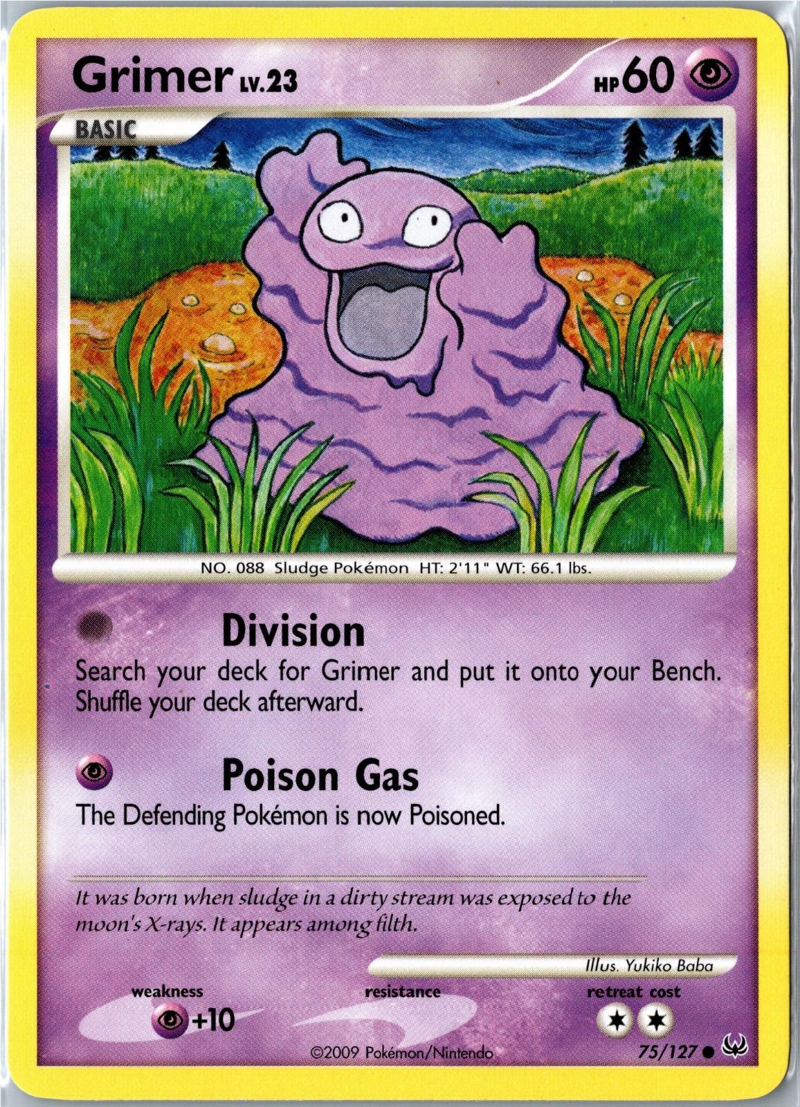 Pokemon Card - Grimer 75/127 Platinum Common Moderately Played