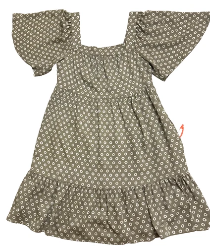 Maurices Baby Doll Dress Jrs Size XS Green Floral Flutter Sleeves Pockets NWT