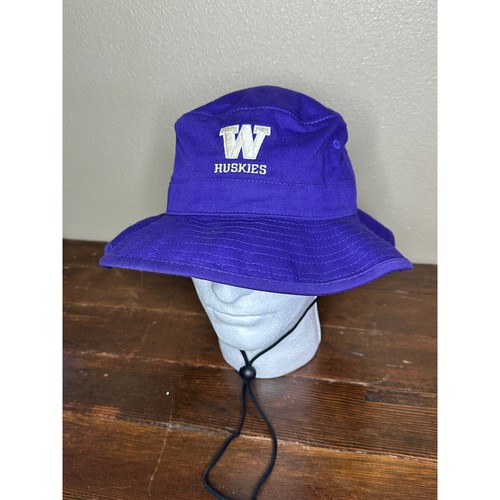 Washington Huskies Hat Bucket Hat Purple W Embroidery Adjustable Strap
