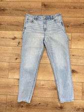 American Eagle Women's Mom Jean Size 10 Hi-Rise Stretch Denim Light Wash Jeans