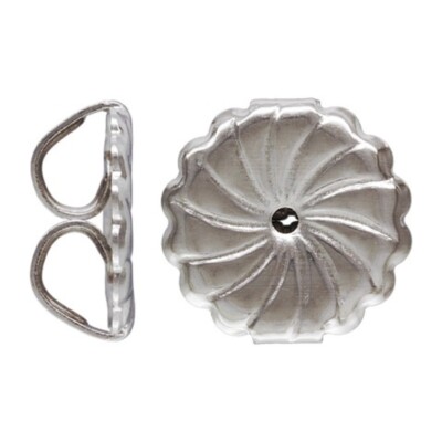4pcs 925 Sterling Silver 7mm Rhodium Plated Earring Back Swirl Design Secure Fit