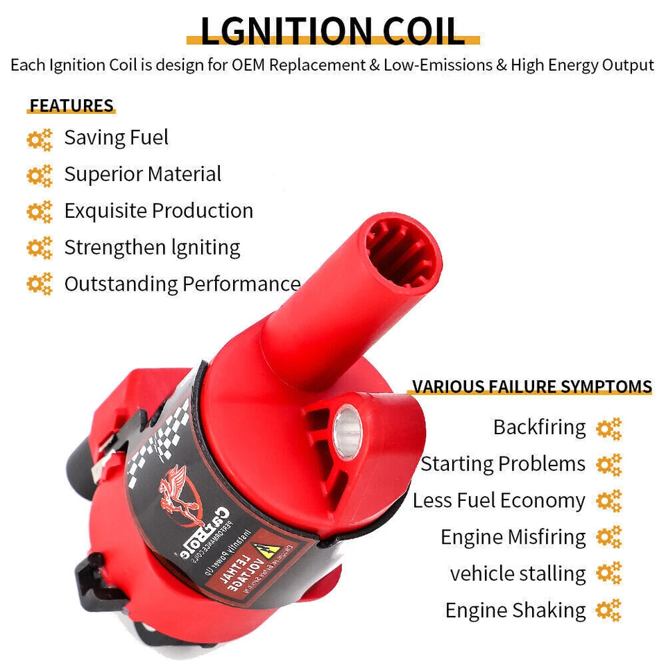 8x Ignition Coils W/Spark Wire Pack For GMC Chevy Silverado 1500 5.3L 2007-2016 - Image 3 of 4