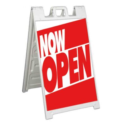 NOW OPEN Signicade 24x36 Aframe Sidewalk Sign Banner Decal NOW SERVING