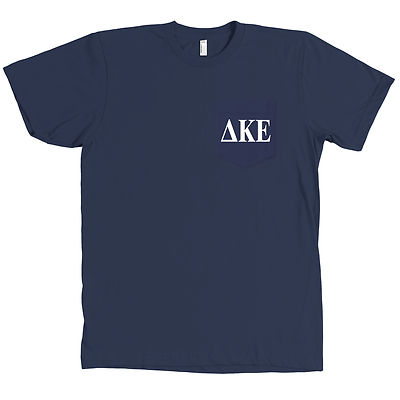 DKE Delta Kappa Epsilon Bella + Canvas POCKET Navy T Shirt Fraternity Tee NEW