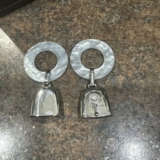 To vintage Sterling mother of pearl teething baby rattles b 