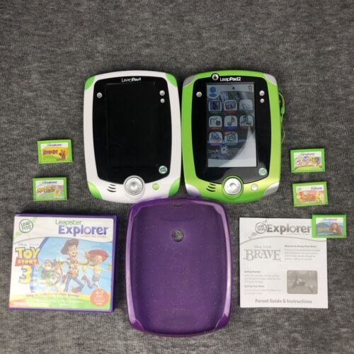 Leap Frog TESTED LeapPad1, LeapPad2 Explorer Learning System, 2 Tablets, 6 Games