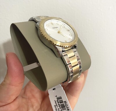 New Authentic Fossil Dayle Two-Tone Crystals Women's Watch BQ3888