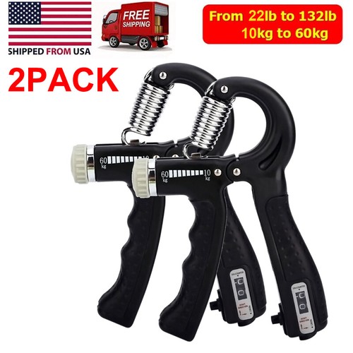 2x Hand Grip Strength Power Trainer Strengthener Adjustable Gym Exerciser Tool