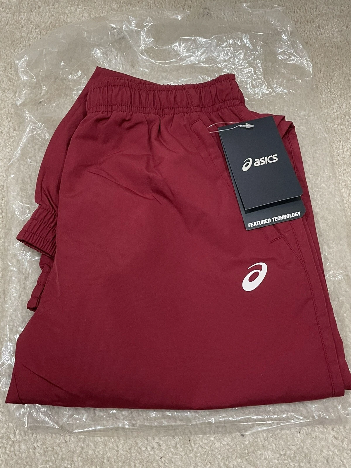 NWT ASICS Jr. Upsurge Jogger Pants Mesh Liner Side Pockets - Cardinal - Large