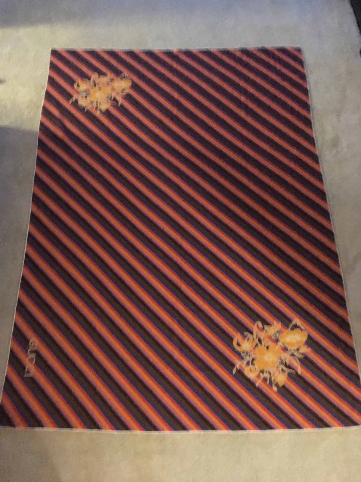 *VINTAGE* GUCCI 100% Cotton Striped Floral Scarf / Wrap   59
