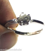 0.80ct Natural Gray rough diamond ring, Gray Uncut raw diamond ring, 925 silver
